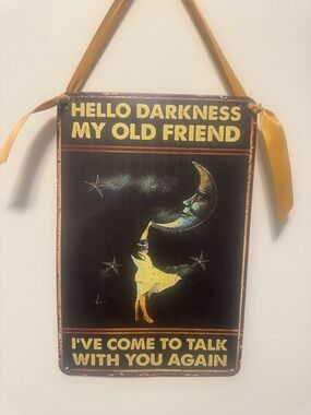 Hello Darkness Sound of silence metal Wall Plaque - Yellow/Black